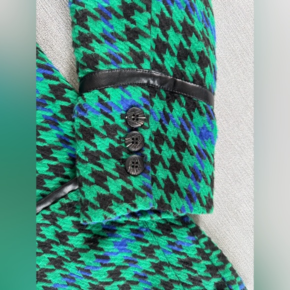 Avec Les Filles Houndstooth Leather Trim Blazer Size: M - Picture 14 of 16